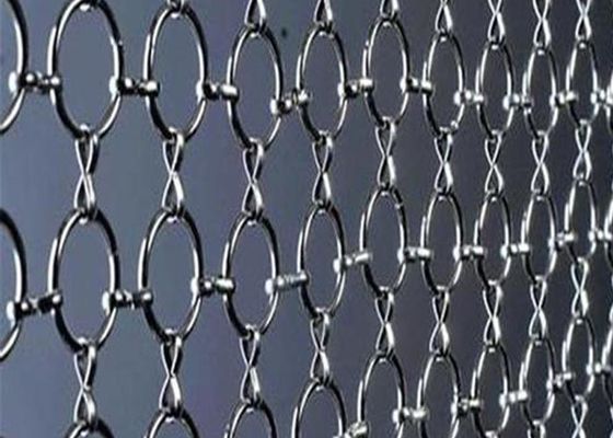شبكة حلقة زرقاء من الفولاذ المقاوم للصدأ شبكة زخرفية مع قطر الأسلاك 0.5mm-3mm