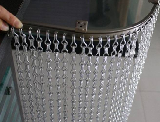 سلسلة خطافات من سبائك الألومنيوم 6063 مطلية بالفضة، ستارة معدنية بحجم خطاف 1.6x12x24 مم لتزيين الأبواب