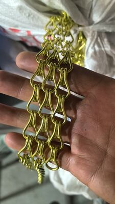 سلسلة خطافات من الألومنيوم المؤكسد ستارة معدنية بحجم خطاف 1.5x9x17 مم وتشطيب ذهبي وردي